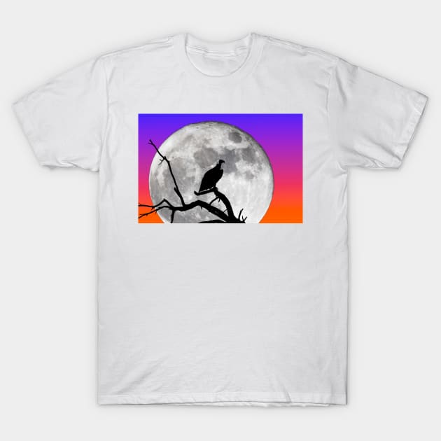 Vulture Silhouetted Against Supermoon T-Shirt by GrahamPrentice